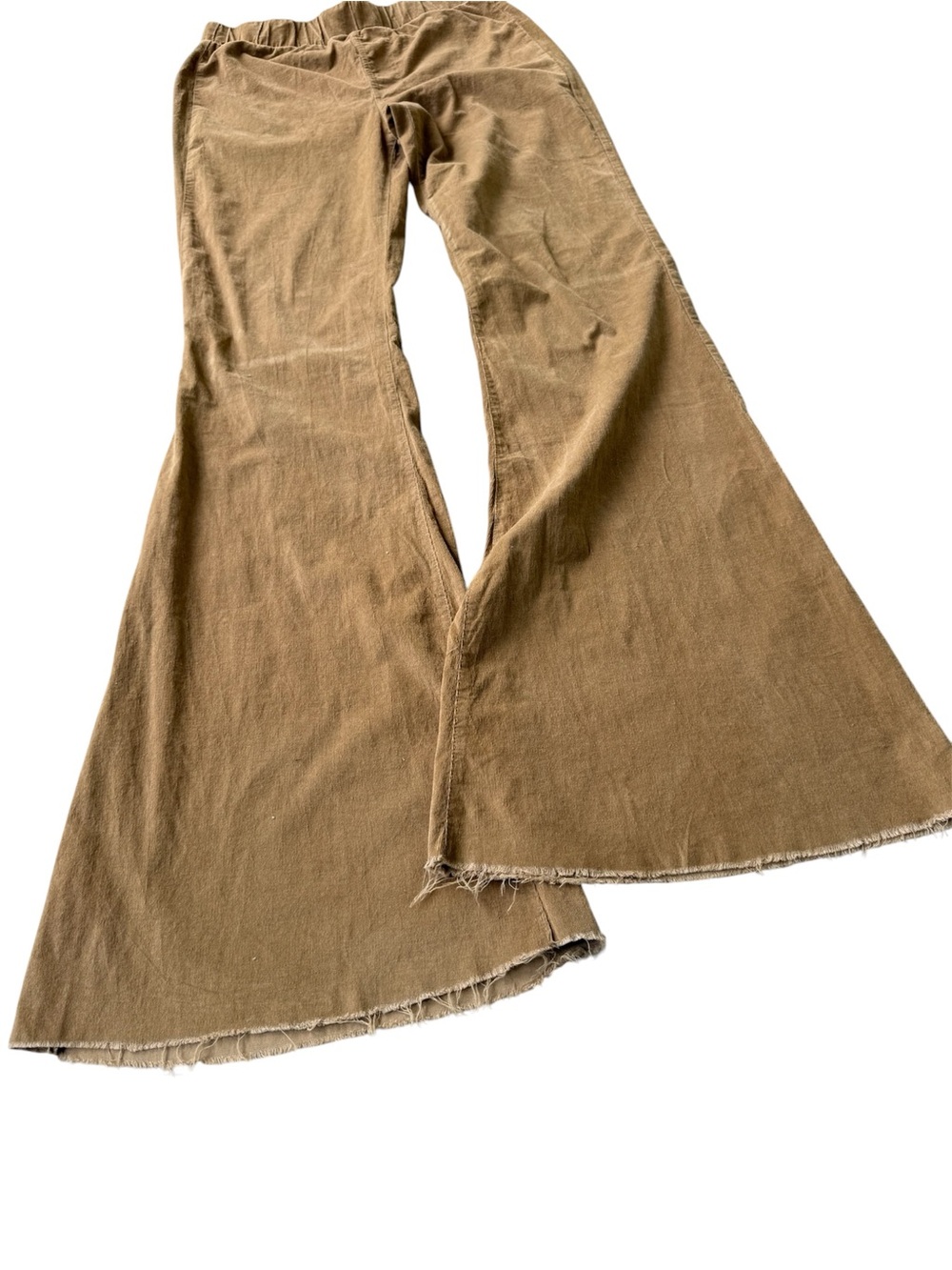 Wishlist Pull-On Stretchy Camel Brown Corduroy Flare Pants Retro 70’s Medium - Picture 3 of 5